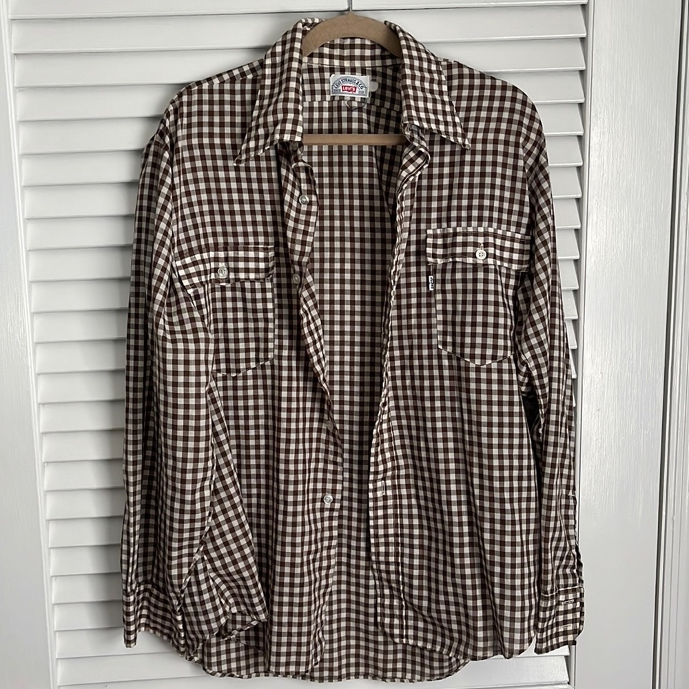70’s Vintage Levi’s Jeans Gingham Plaid Button Down Shirt